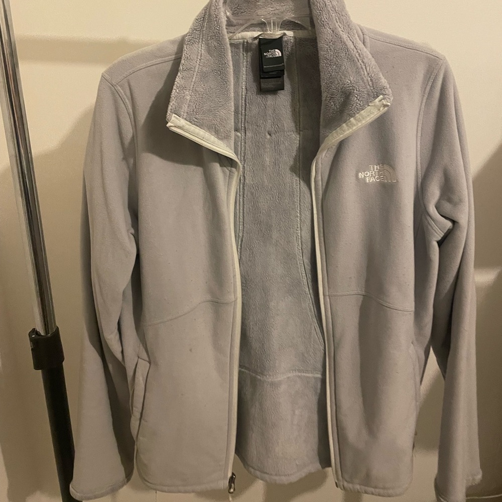 The North Face Women’s Full Zip Grey Jacket Sz Medium Super Soft Inside Fleece
